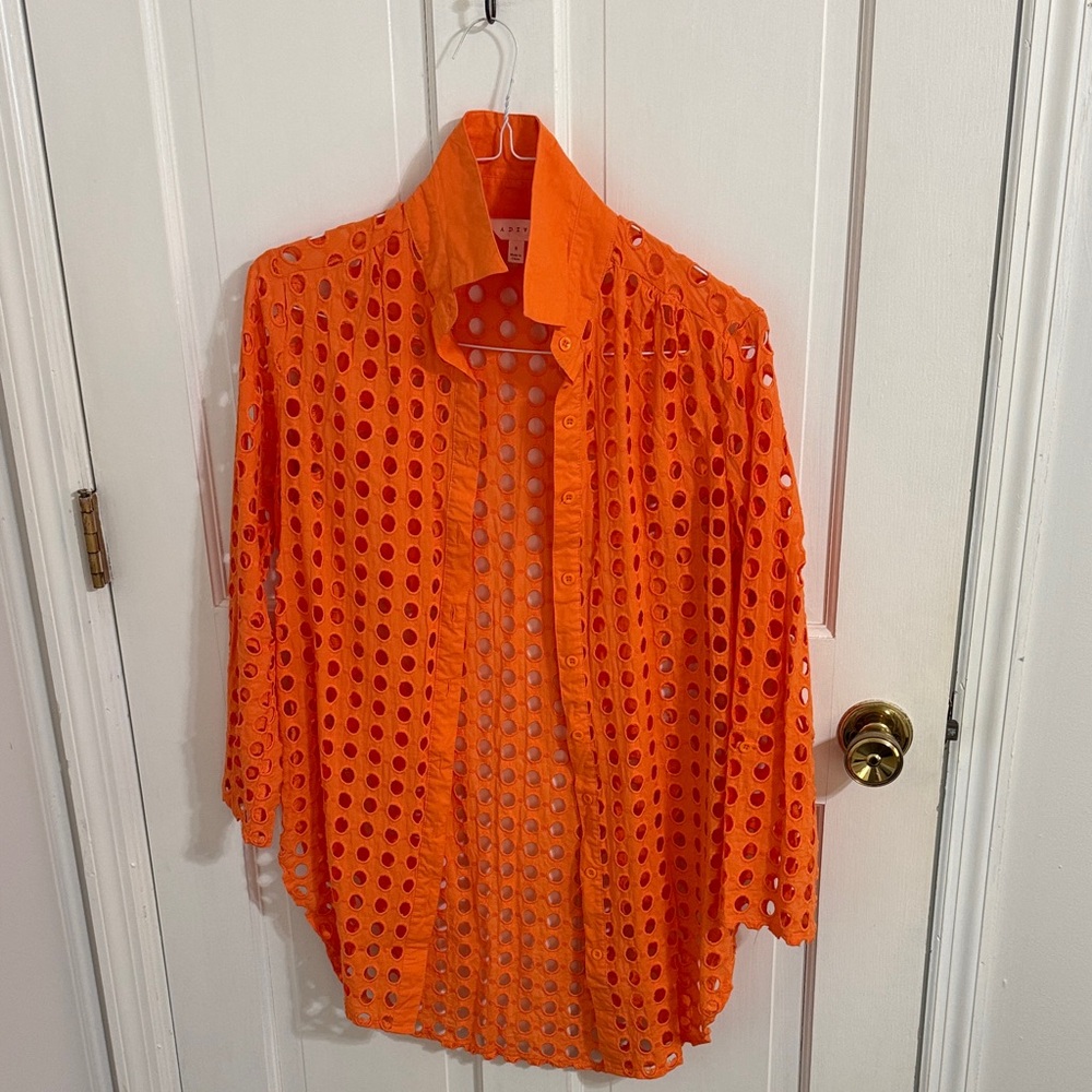 Adiva Orange Eyelet Women's Blouse